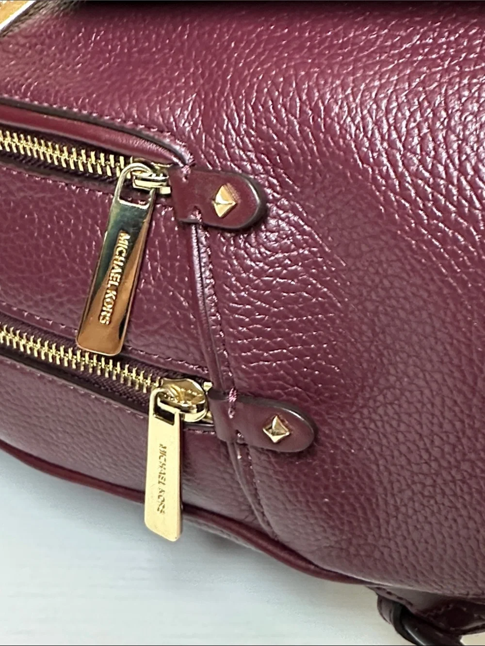 NWT Michael Kors Adina Merlot Leather MD Backpack with Gold Hardware - Picture 10 of 14